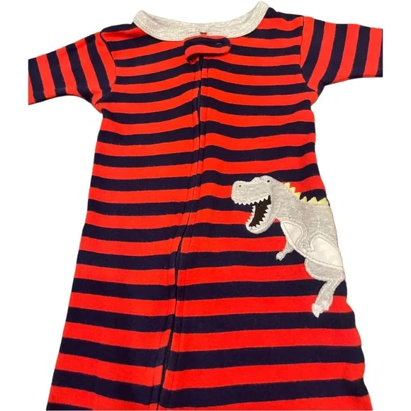 CARTERS Red and Blue Dino Footies One Piece. Size 18M - Picture 4 of 5